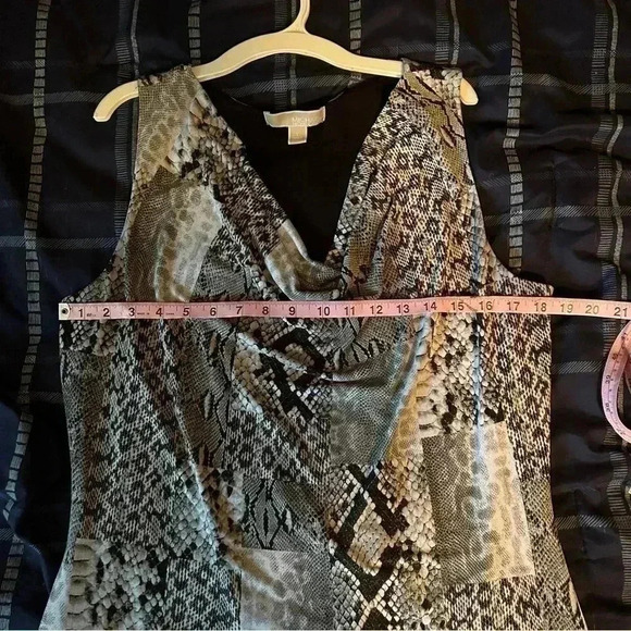 Michael Kors Snake Print Color Block Drape Neck Dress - Picture 6 of 6